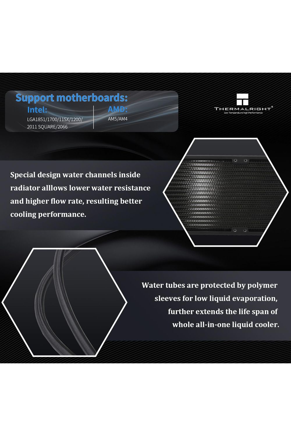 Thermalright FW360 Black ARGB CPU AIO Cooler,PC 360 Specification Water Cooler System,IPS LCD Screen with 320x240 Resolution,for AM5&Intel LGA1700/1851,CPU Cooler Comes with 2.4-inch LCD Display