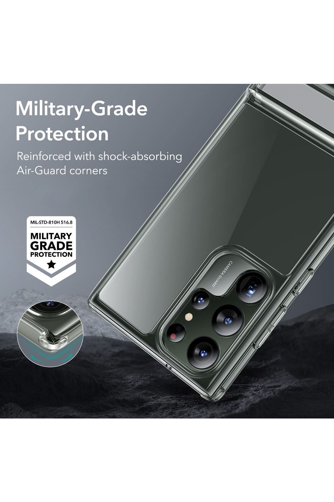 Samsung Galaxy S23 Ultra Phone Case, 3 Stand Modes Kickstand, Clear