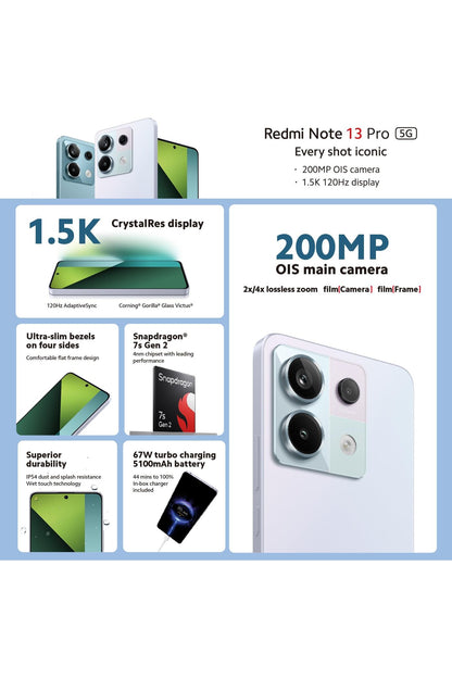 Xiaomi Redmi Note 13 Pro 5G (256Gb + 8Gb) Unlocked (Midnight Black)