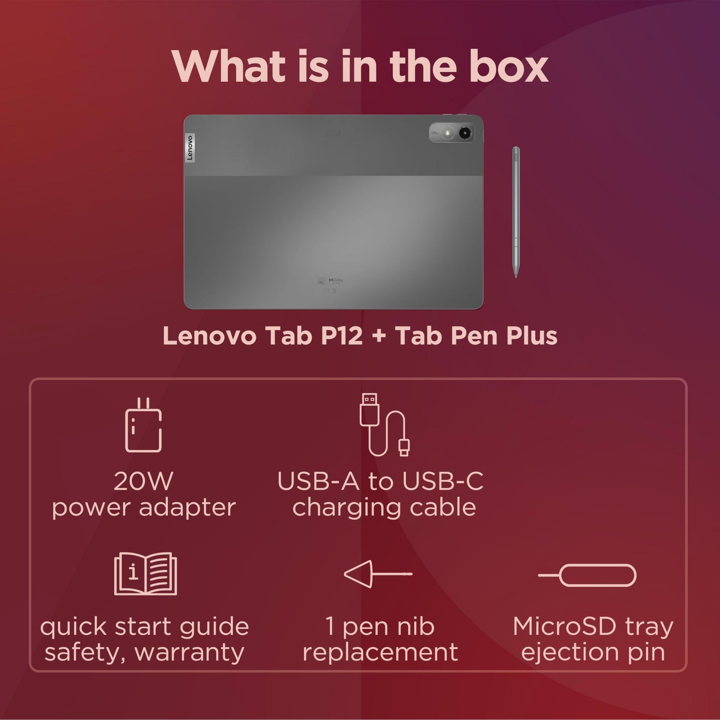 Lenovo Tab P12 - 12.7" 3K Display - 13MP Camera - 8GB Memory - 128GB Storage - Quad JBL Speakers