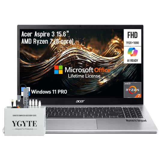 acer Aspire 3 15.6 Laptop Computer, 15 Inch FHD Laptop PC, AMD Ryzen 7, 32GB RAM 1TB SSD+512GB