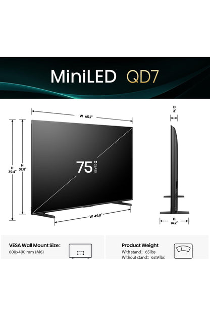 Hisense 75" Class QD7 Series Mini-LED 4K UHD Smart Fire TV