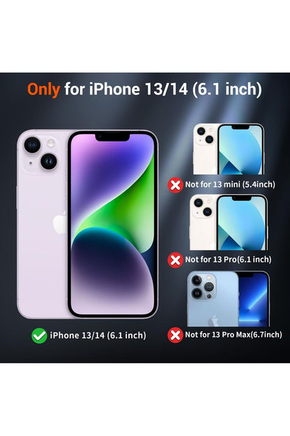iPhone 14 Case & iPhone 13 Case (Compatible with MagSafe)(Military Grade Drop Protection) Translucent Matte Shockproof, Black