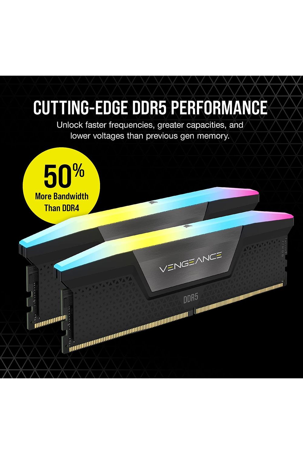 CORSAIR VENGEANCE RGB DDR5 RAM 32GB (2x16GB) 6400MHz CL36-48-48-104 1.35V Intel XMP 3.0 Desktop Computer Memory