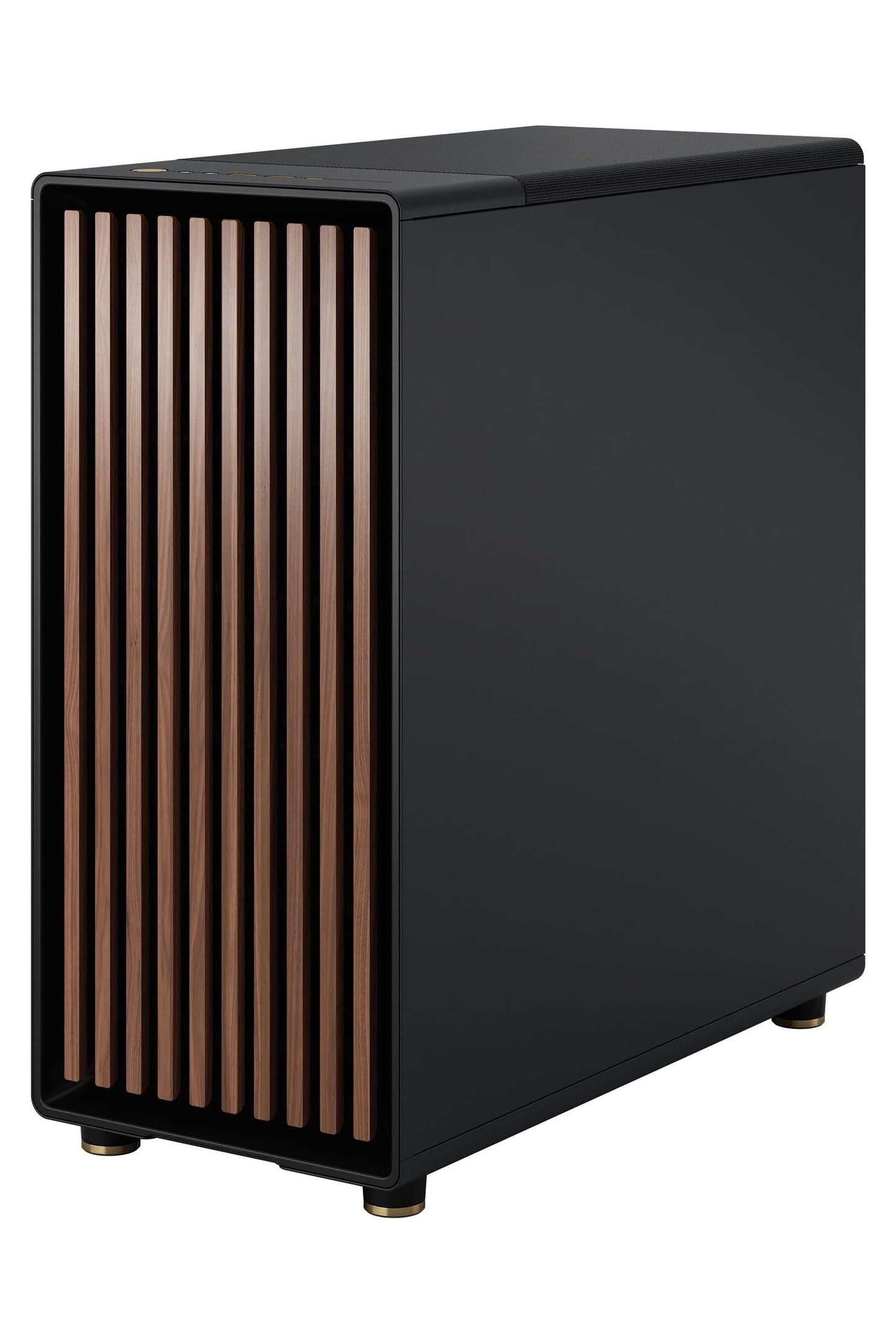 Fractal Design North Charcoal Black Tempered Glass Dark - Genuine Walnut Wood Front - Glass Side Panel - Tower PC Gaming Case