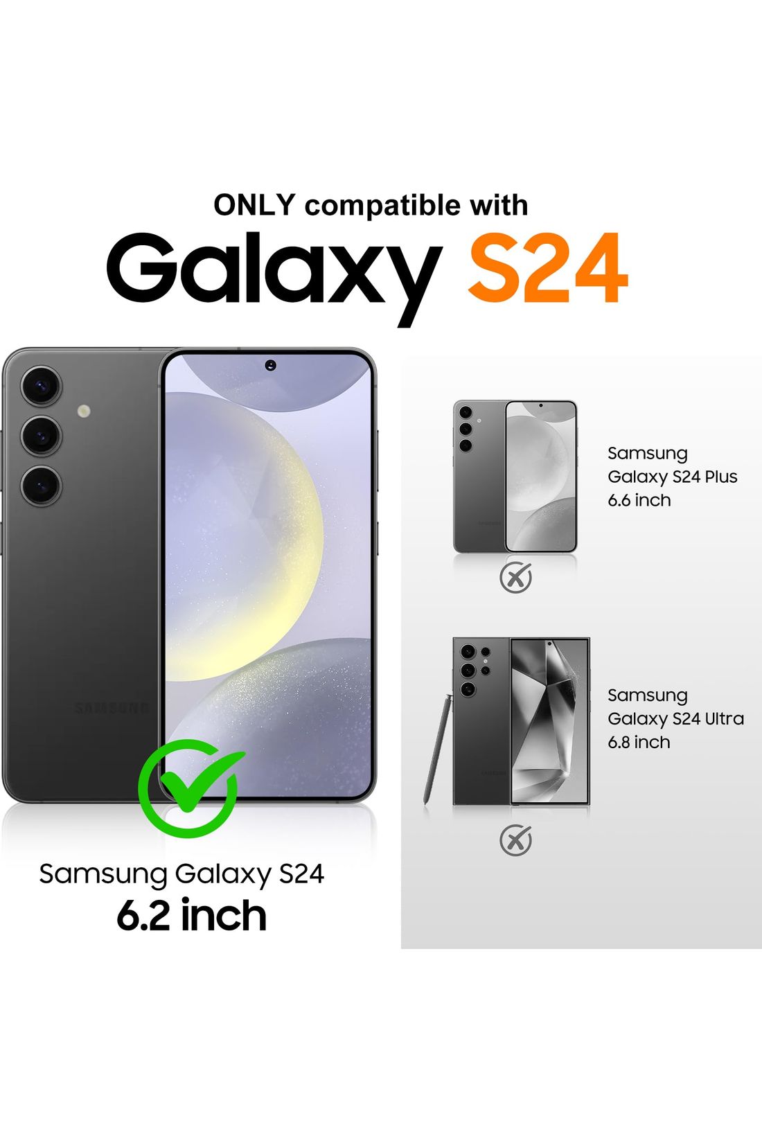 Magnetic Samsung Galaxy S24 Case,[Compatible with MagSafe] [Military Grade Drop Protection] -Black