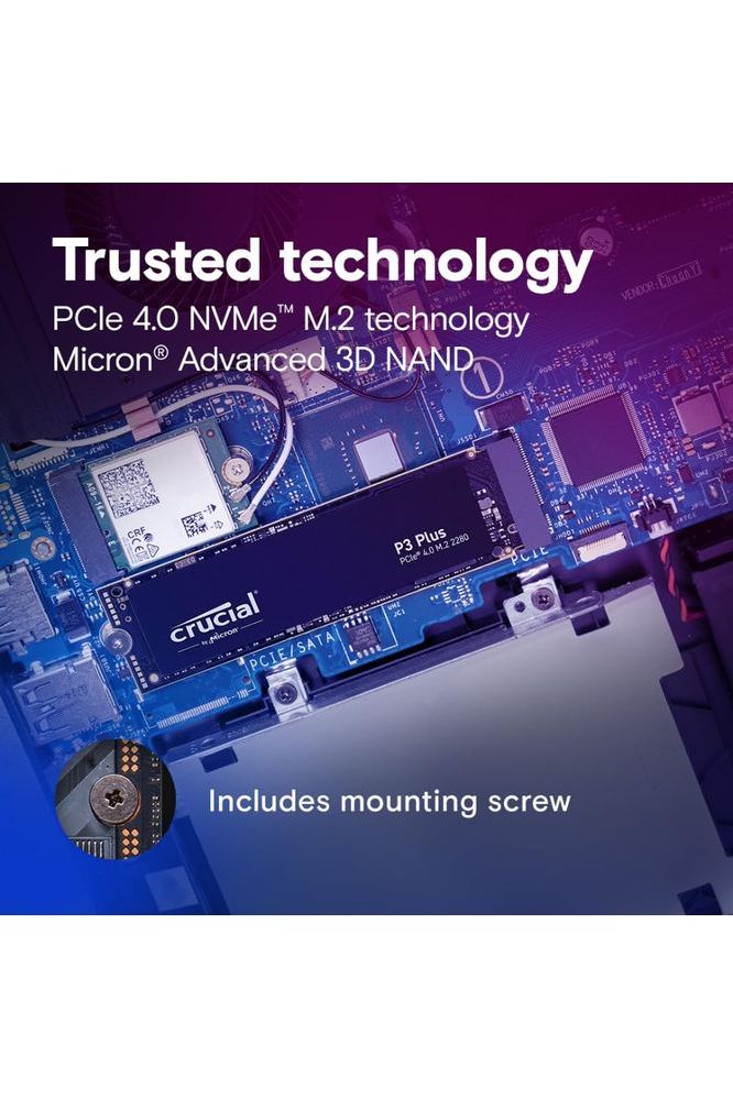 Crucial P3 Plus 1TB PCIe Gen4 3D NAND NVMe M.2 SSD