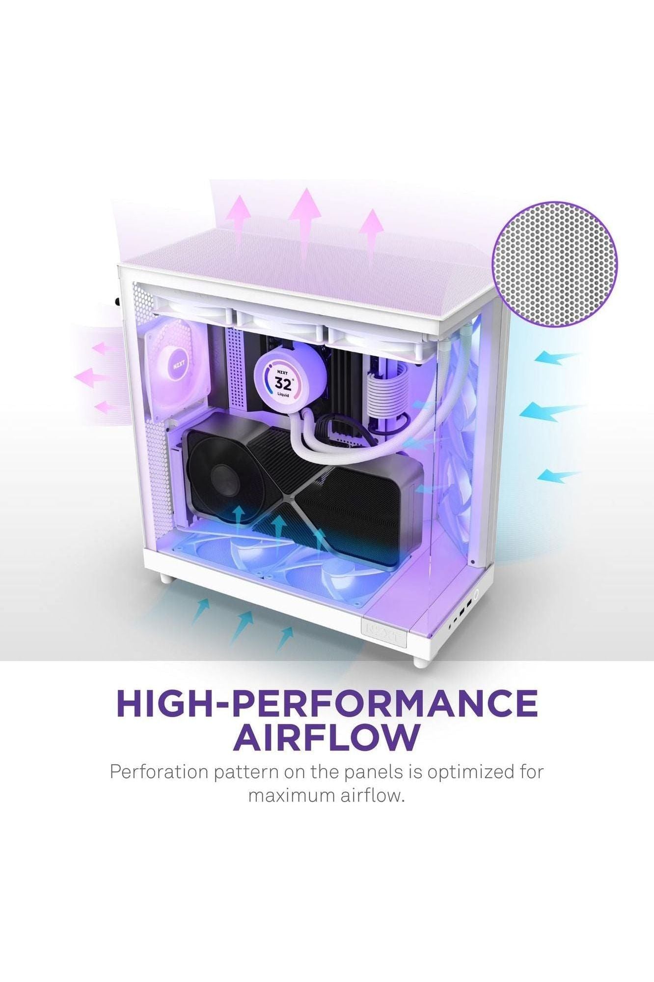 NZXT H6 Flow RGB Mid-Tower Airflow Case with 3 RGB Fans, Panoramic Glass Panels