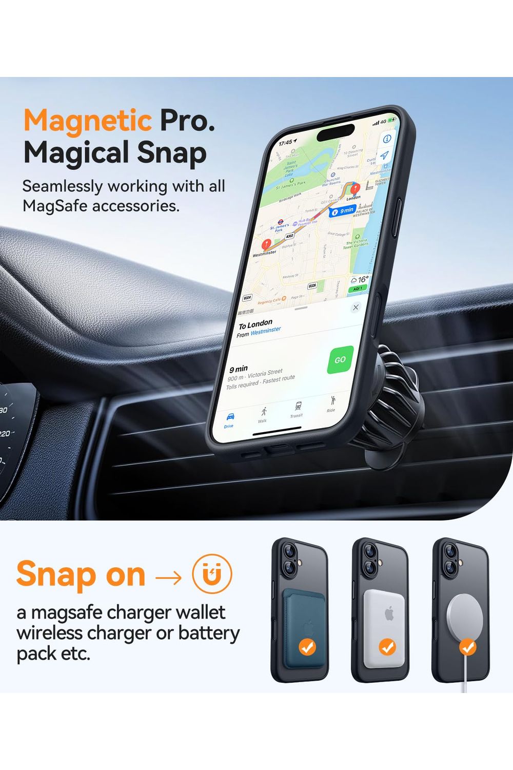 iPhone 16 Case, Upgraded [Full Camera Protection] [Compatible with Magsafe] [Translucent Matte] Shockproof Protective -Black