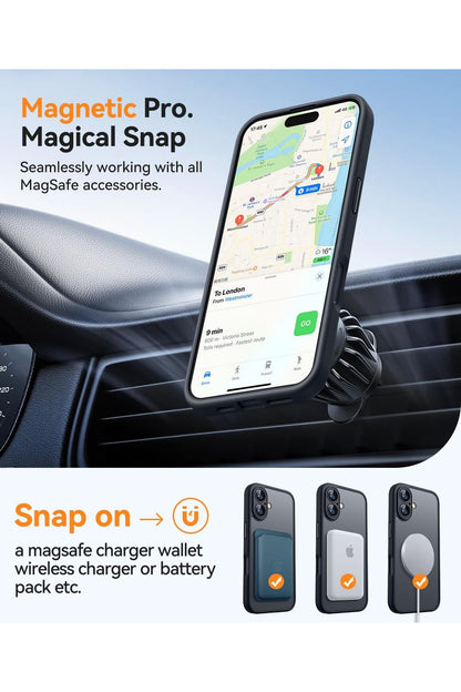 iPhone 16 Case, Upgraded [Full Camera Protection] [Compatible with Magsafe] [Translucent Matte] Shockproof Protective -Black