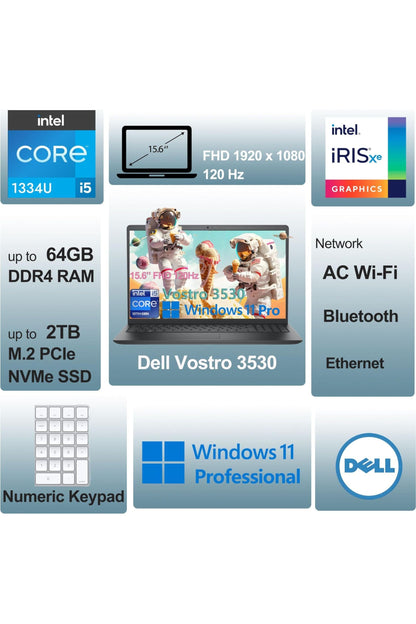 Dell 15 3530 Laptop Computer, Intel 10-Core i5-1334U (Beat i7-1250U), 120Hz FHD ostro (32GB RAM | 1TB PCIE SSD)