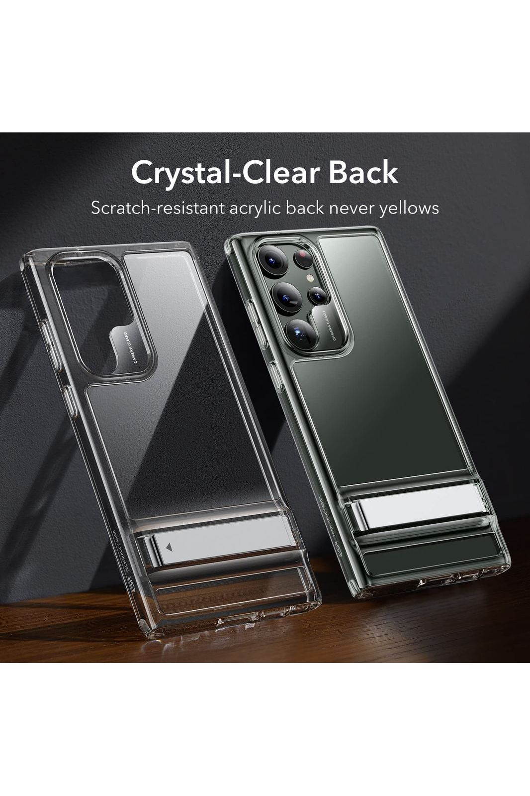 Samsung Galaxy S23 Ultra Phone Case, 3 Stand Modes Kickstand, Clear