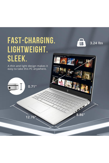 HP Stream 14" HD BrightView Laptop, Intel Celeron N4120, 16GB RAM, 288GB Storage (128GB eMMC + 160GB Docking Station Set)