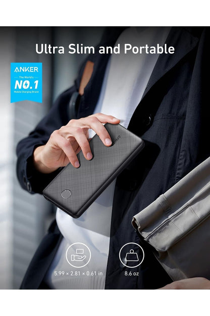 Anker Power Bank(PowerCore 10K),Compact Travel-Ready 10,000mAh Battery Pack with PowerIQ Charging Technology,5V/3A High-Speed Charging for iPhone,iPad,and More