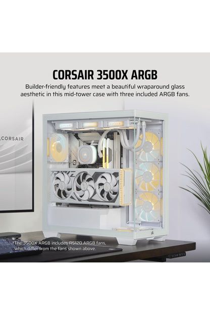 CORSAIR 3500X ARGB Mid-Tower ATX PC Case – Panoramic Tempered Glass