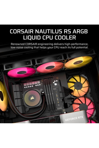 CORSAIR Nautilus 360 RS ARGB Liquid CPU Cooler – 360mm AIO – Low-Noise – Direct Motherboard Connection – Daisy-Chain – Intel LGA 1851/1700, AMD AM5/AM4 – 3X RS120 ARGB Fans Included – Black