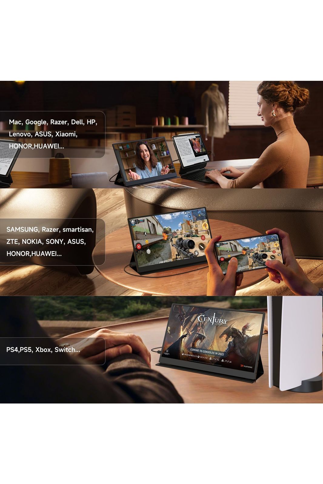 memzuoix 15.6" Portable Monitor 1080P FHD IPS Screen