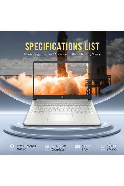 HP Stream 14" HD BrightView Laptop, Intel Celeron N4120, 16GB RAM, 288GB Storage (128GB eMMC + 160GB Docking Station Set)