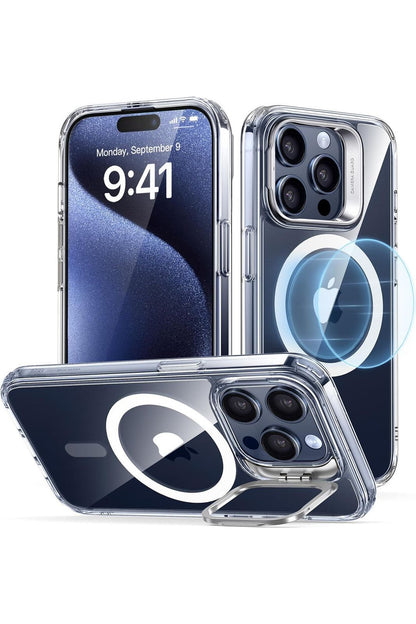iPhone 15 Pro | Compatible with MagSafe, Military-Grade Protective Case, Built-in Stash Stand Phone Case, Scratch-Resistant Back Cover
