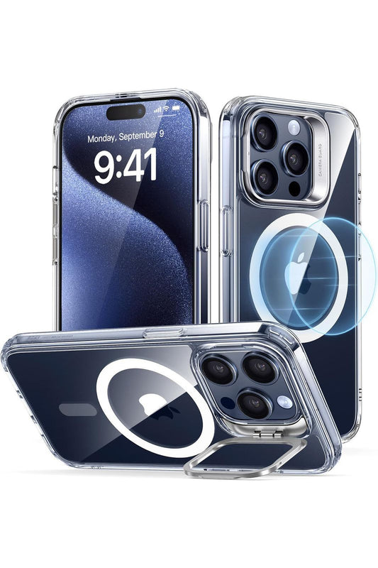 iPhone 15 Pro | Compatible with MagSafe, Military-Grade Protective Case, Built-in Stash Stand Phone Case, Scratch-Resistant Back Cover