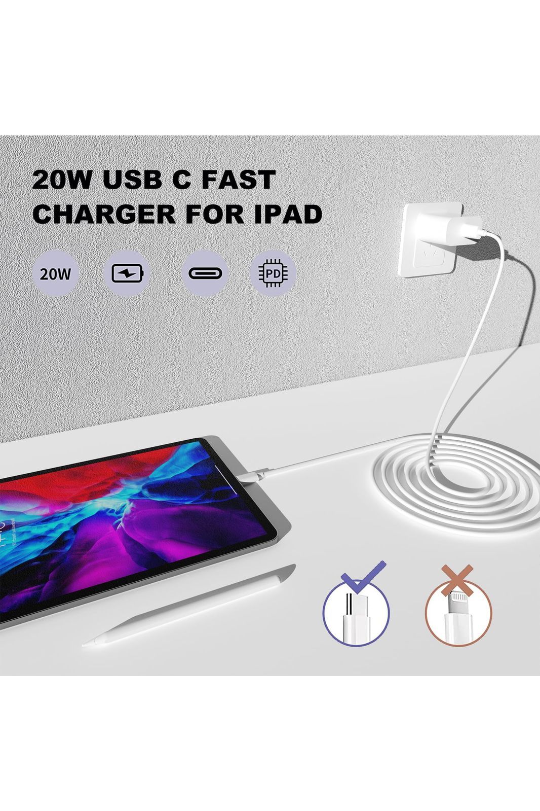 iPhone 16 15 Charger Fast Charging,20W Apple iPad USB C Fast Charger,2Pack 6ft USB C Wall Charger Block