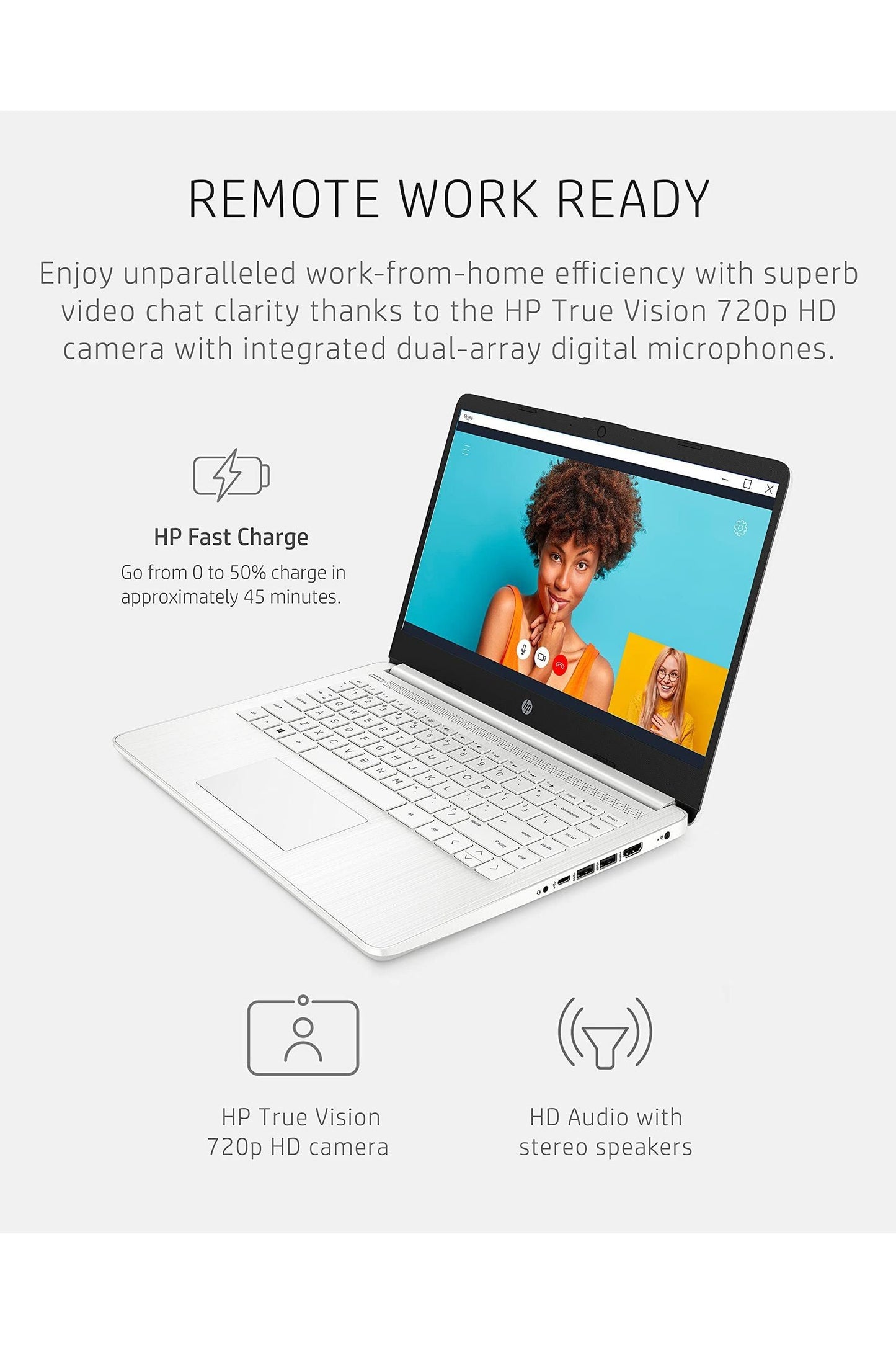 HP 14 Laptop, Intel Celeron N4020, 4 GB RAM, 64 GB Storage, 14-inch Micro-edge HD Display
