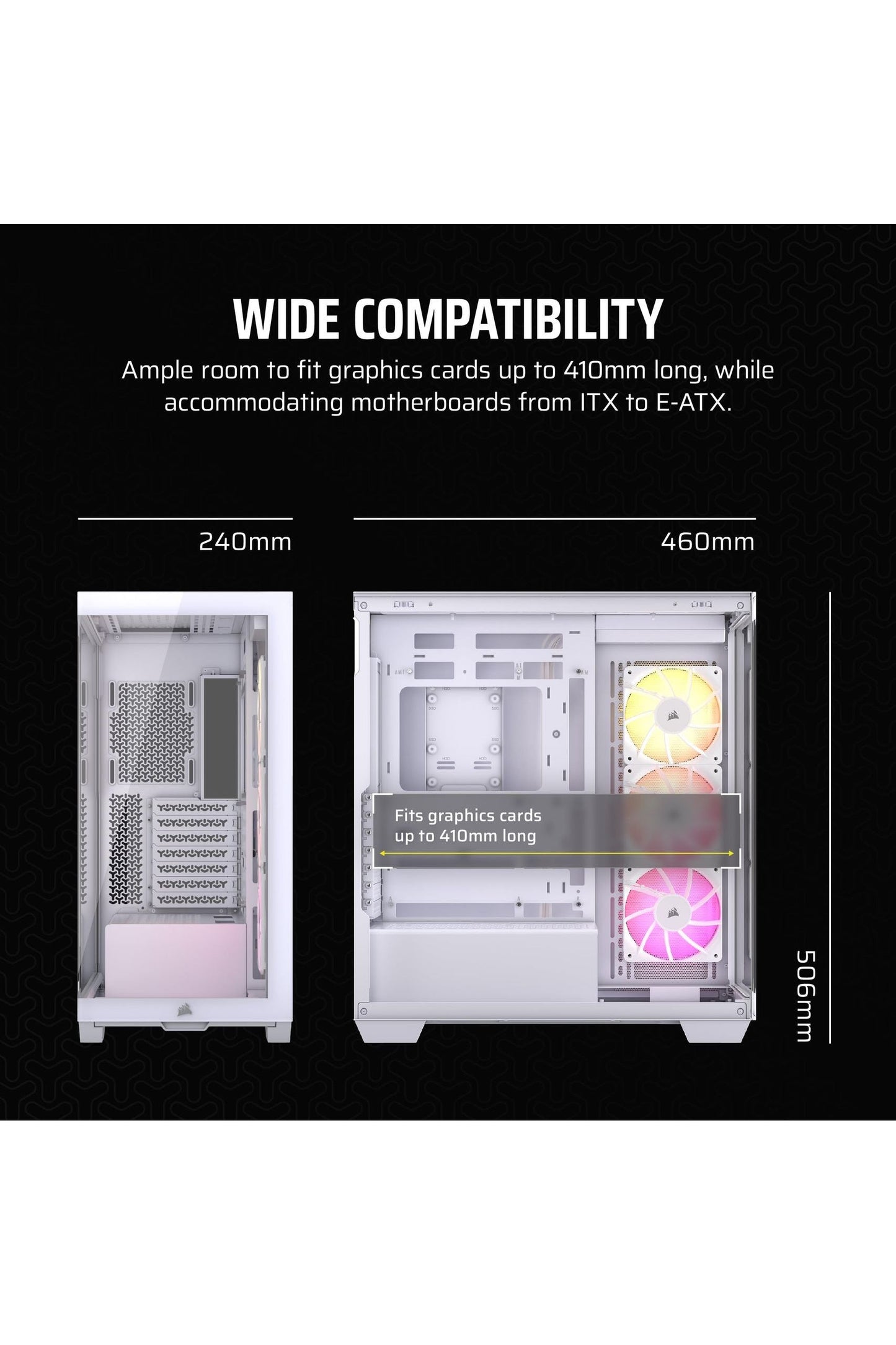 CORSAIR 3500X ARGB Mid-Tower ATX PC Case – Panoramic Tempered Glass