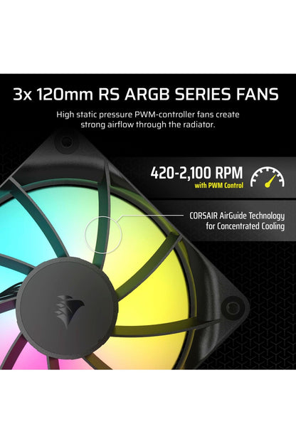 CORSAIR Nautilus 360 RS ARGB Liquid CPU Cooler – 360mm AIO – Low-Noise – Direct Motherboard Connection – Daisy-Chain – Intel LGA 1851/1700, AMD AM5/AM4 – 3X RS120 ARGB Fans Included – Black