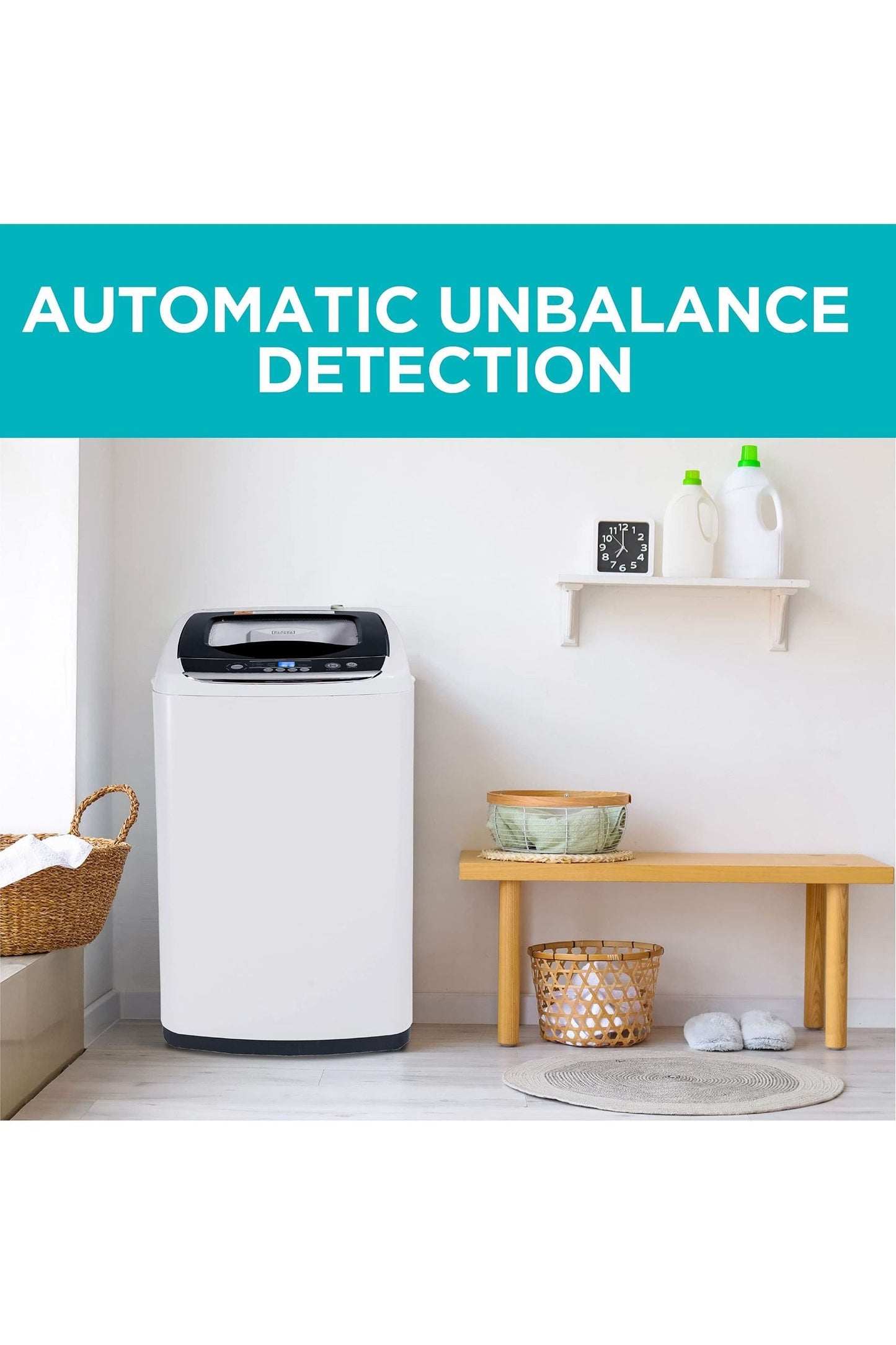 BLACK+DECKER 0.9 Cu. Ft. Portable Washer, 6.6 lb. Capacity Washing Machine for Homes & Apartments, 5 Wash Cycles, Quick Connect Sink Adapter and Drain Hose Included, Transparent Lid, BPWM09W, White