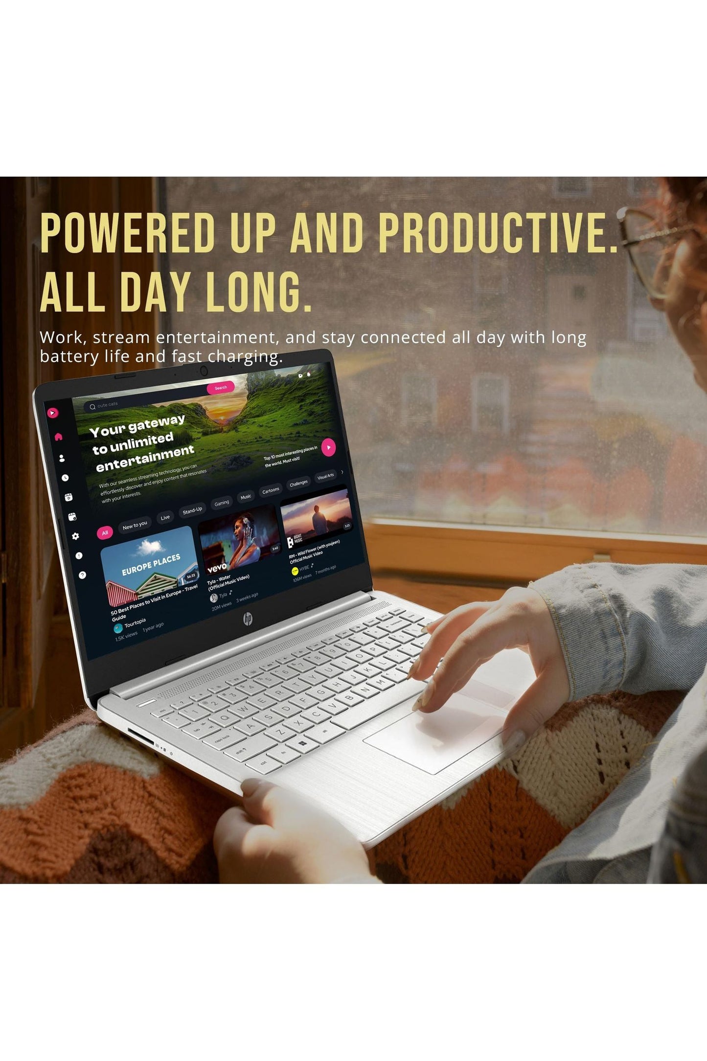 HP Stream 14" HD BrightView Laptop, Intel Celeron N4120, 16GB RAM, 288GB Storage (128GB eMMC + 160GB Docking Station Set)