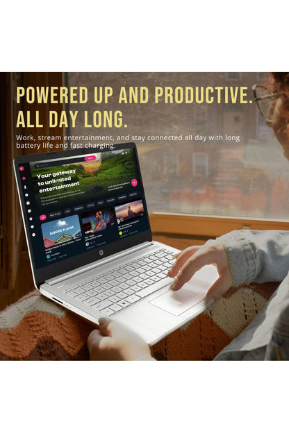 HP Stream 14" HD BrightView Laptop, Intel Celeron N4120, 16GB RAM, 288GB Storage (128GB eMMC + 160GB Docking Station Set)