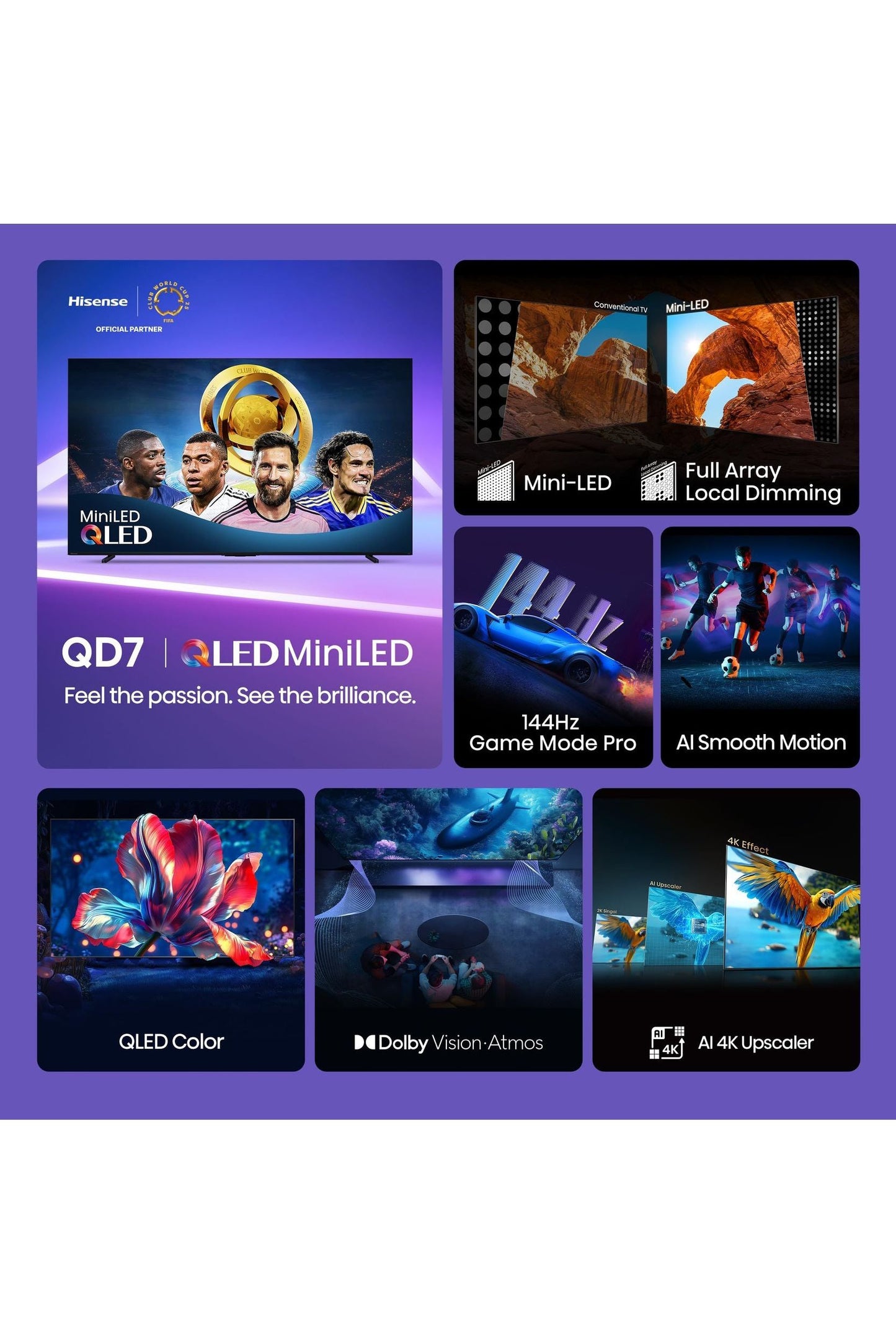 Hisense 75" Class QD7 Series Mini-LED 4K UHD Smart Fire TV