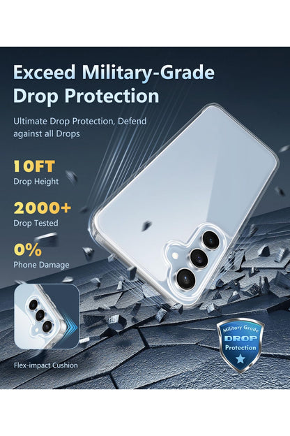 Samsung Galaxy S24-FE Case: Clear Military Grade Drop Protection Anti Yellowing (Clear)