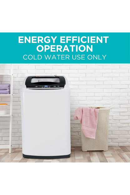 BLACK+DECKER 0.9 Cu. Ft. Portable Washer, 6.6 lb. Capacity Washing Machine for Homes & Apartments, 5 Wash Cycles, Quick Connect Sink Adapter and Drain Hose Included, Transparent Lid, BPWM09W, White